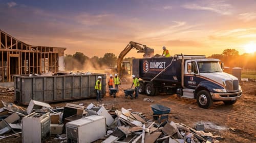 Junk hauling truck on a job site
