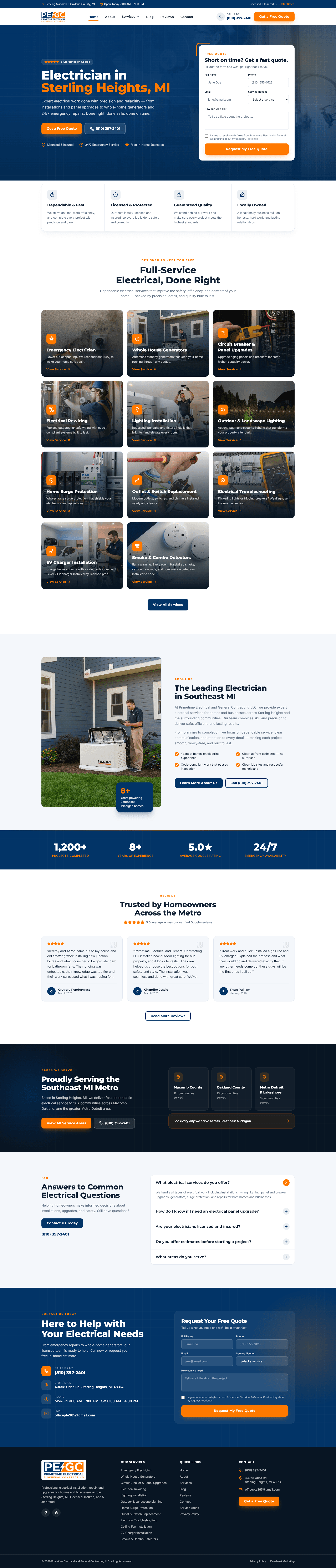 Primetime Electrical website screenshot